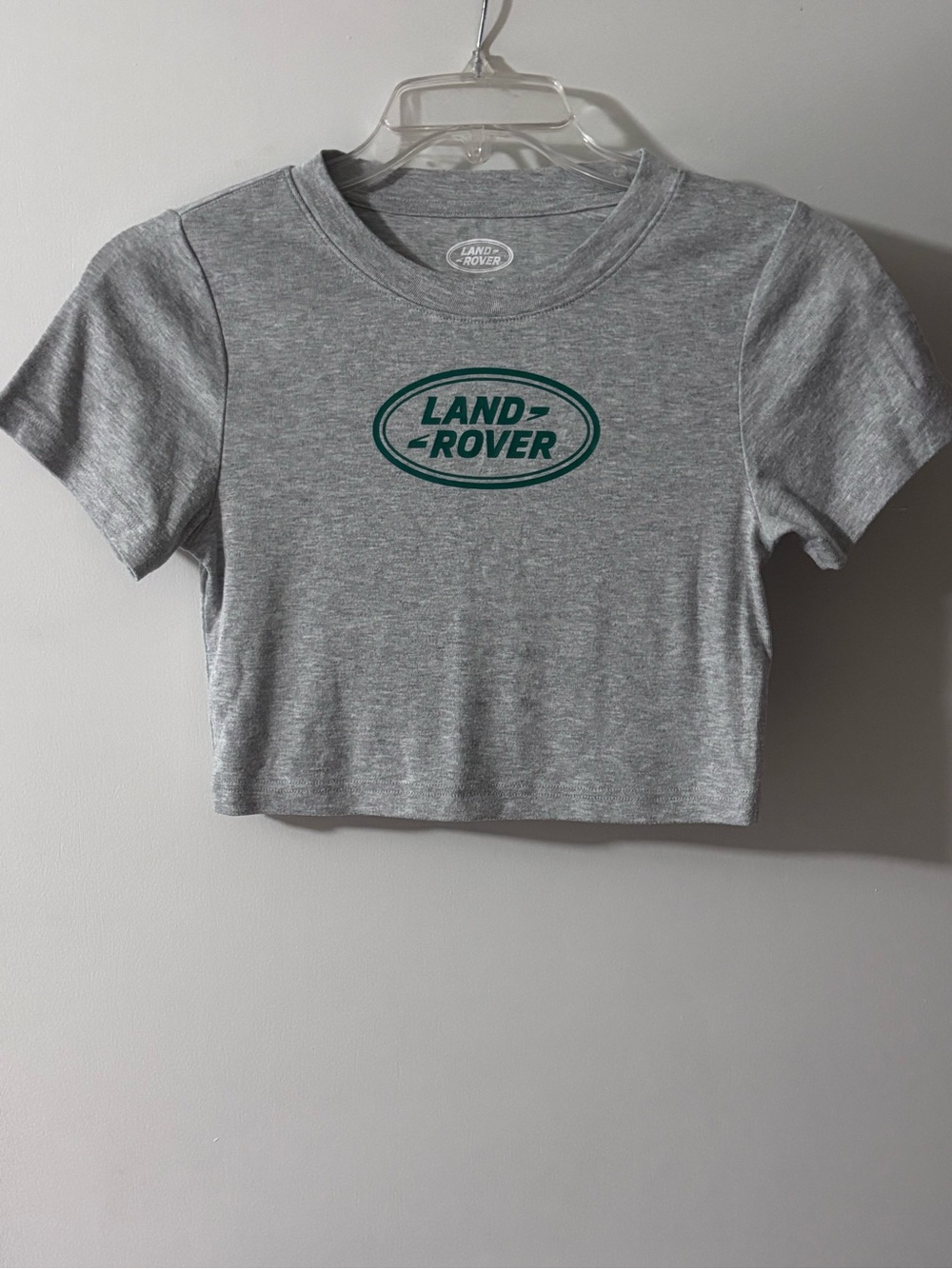 PacSun Land Rover Heather Gray Graphic Print Short Sleeve Crop Top Size M